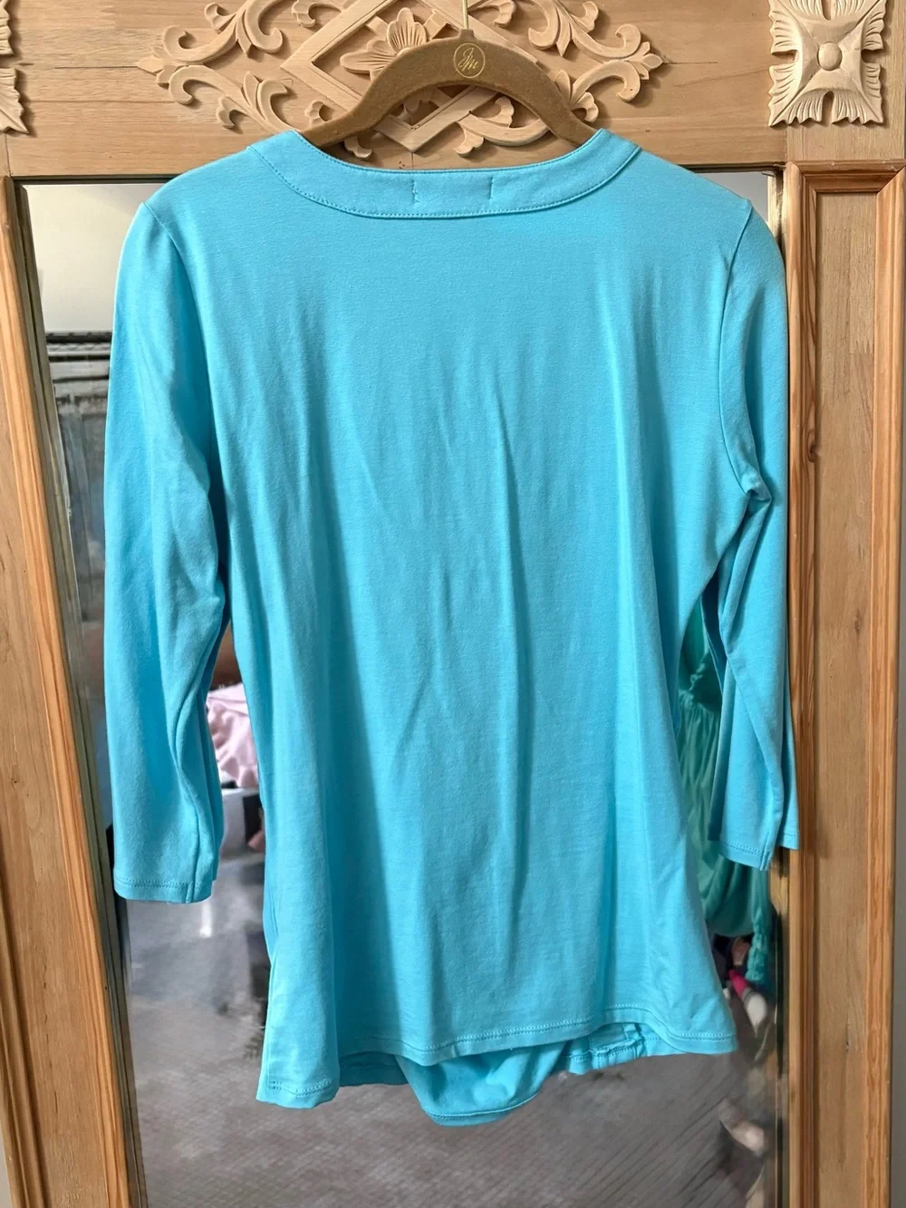 Boston Proper Aqua Ruched Scoop-Neck Top - Size S - EUC